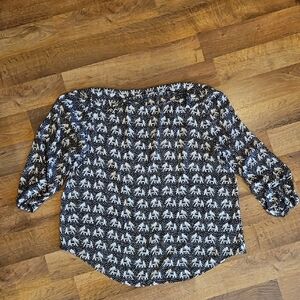 Xl Pullover Blouse 3/4 Length Button Tab Sleeves